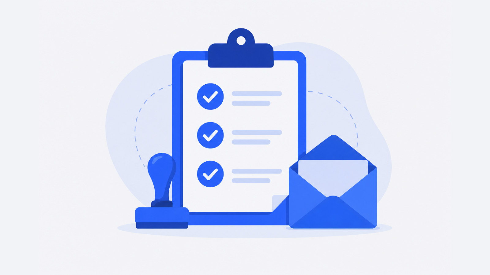 A clipboard, an approval stamp, and an envelope are arranged together to represent steps taken before giving a school gift.