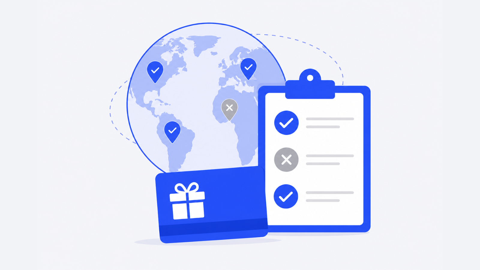How to document country-specific gift card restrictions for an international rewards campaign